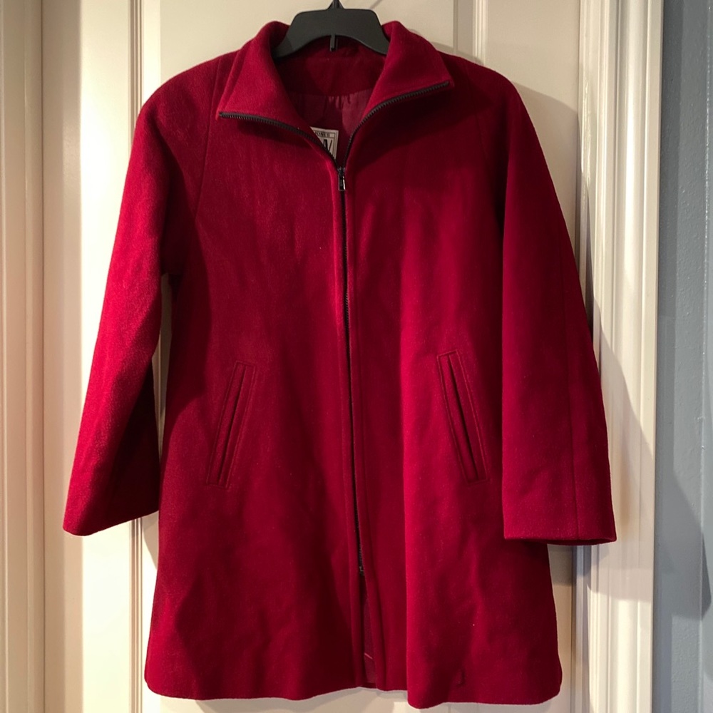 Jones New York 100% wool burgundy coat.